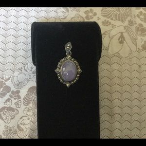 Lavender jade marcasite  pendant